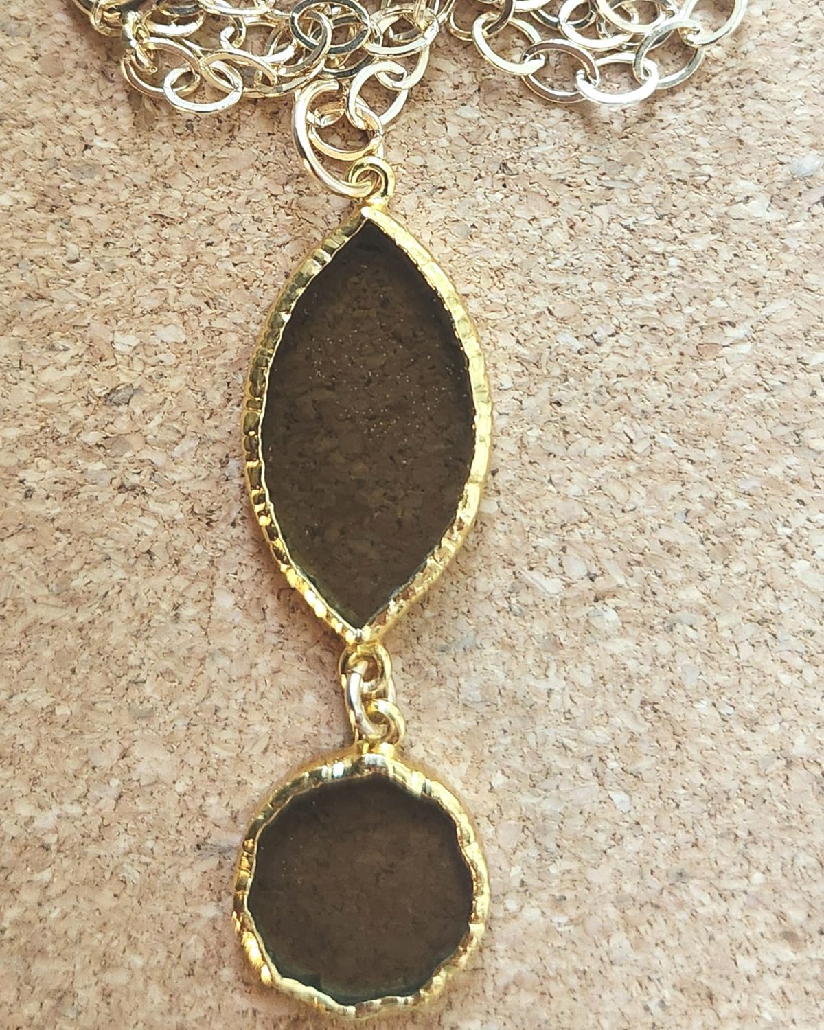 Bourie Necklace 14K Gold Filled Chain with Two-Tiered Topaz Pendant