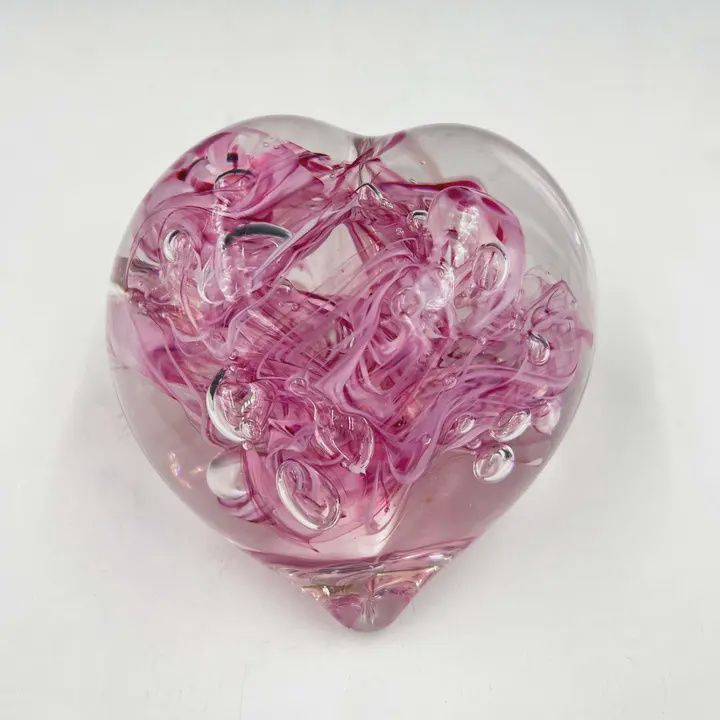 Boise Glass Heart Paperweight Pink Mix
