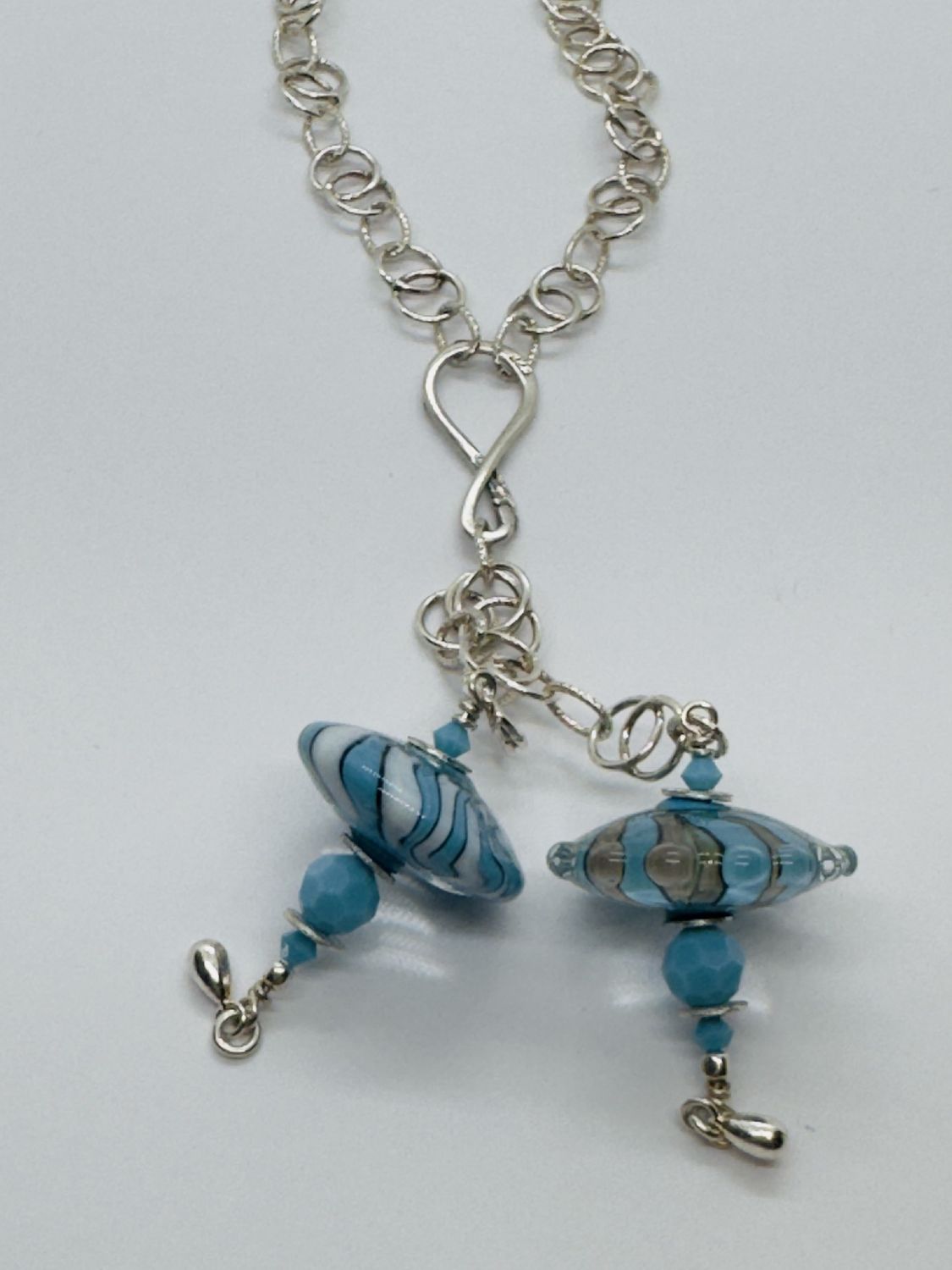 Whitney Necklace Blue Lampwork and Swarvoski Crystals