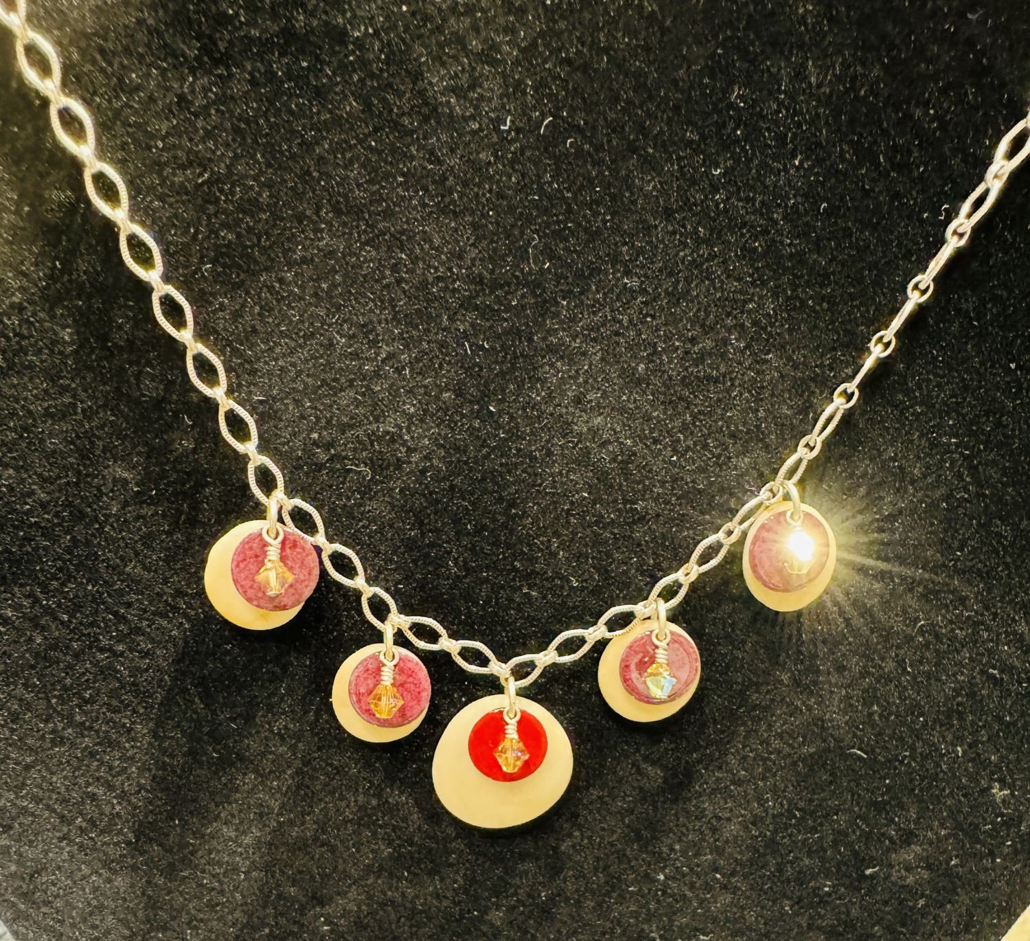 Whitney ENecklace Mediterranean Beach Stones and Swarovski Crystals