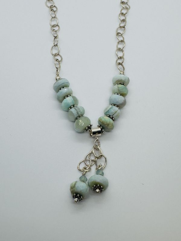 Whitney Necklae Peruvian Boulder Opal and Swarovski Crystals