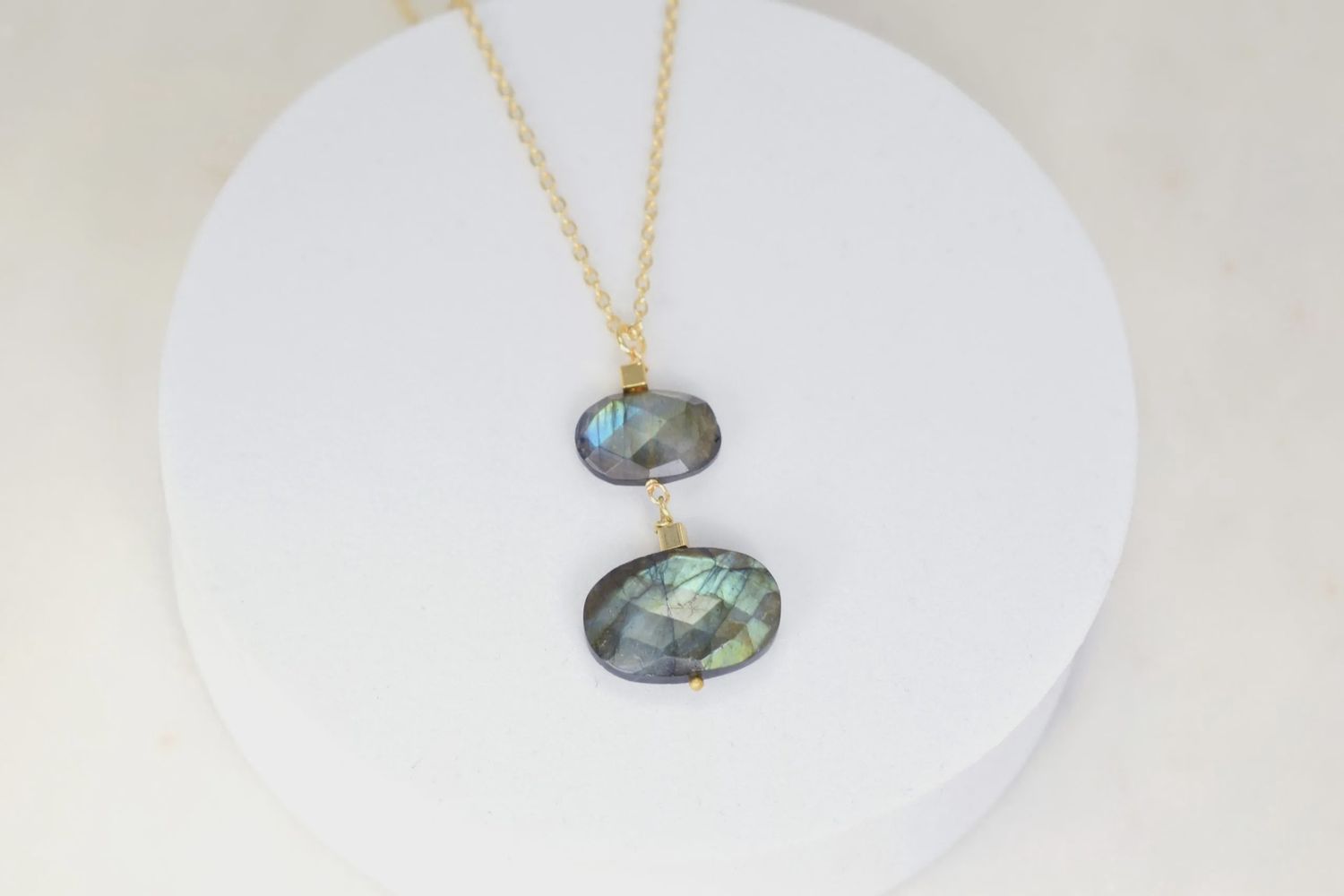 Edgy Petal Necklace Bianca Double Labradorite Ovals