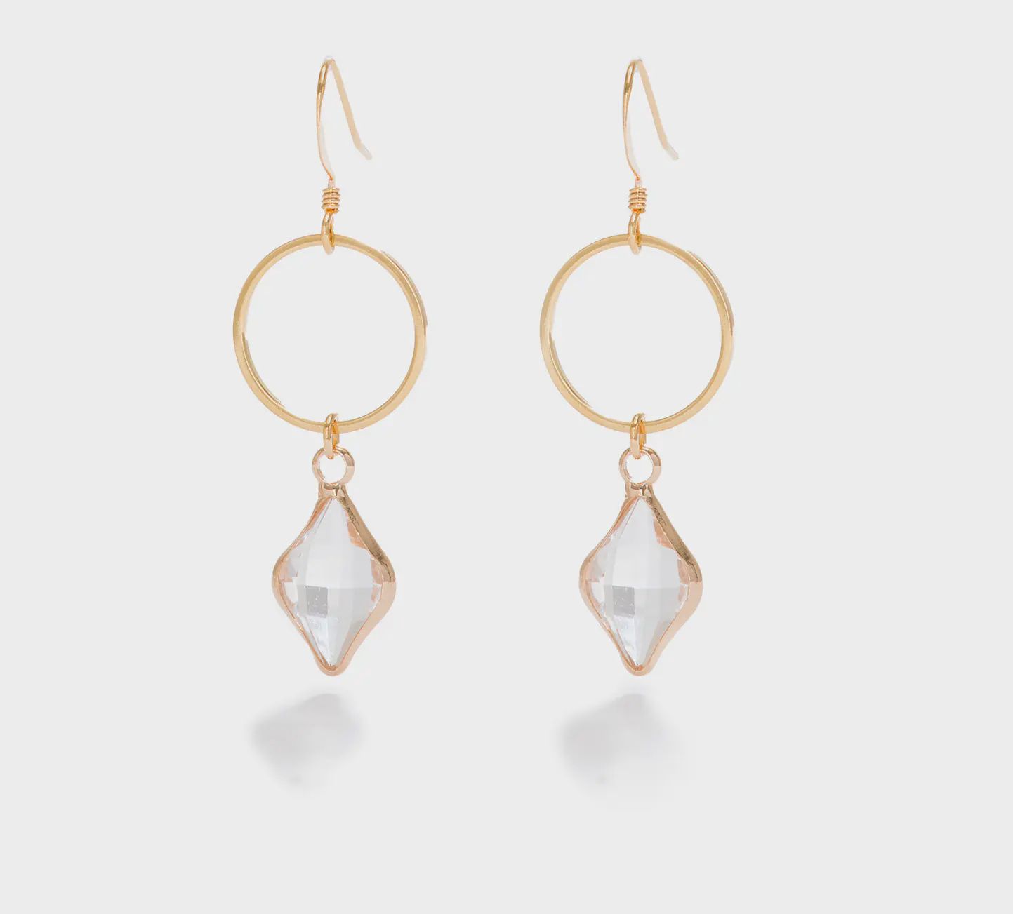 Edgy Petal Earrings Hailey Circles W/Diamond Crystal Drops