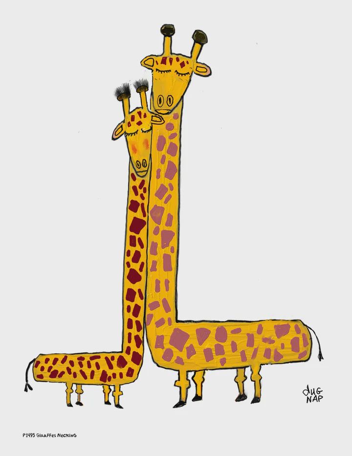 Dug Nap Print &quot;Giraffes Necking&quot;