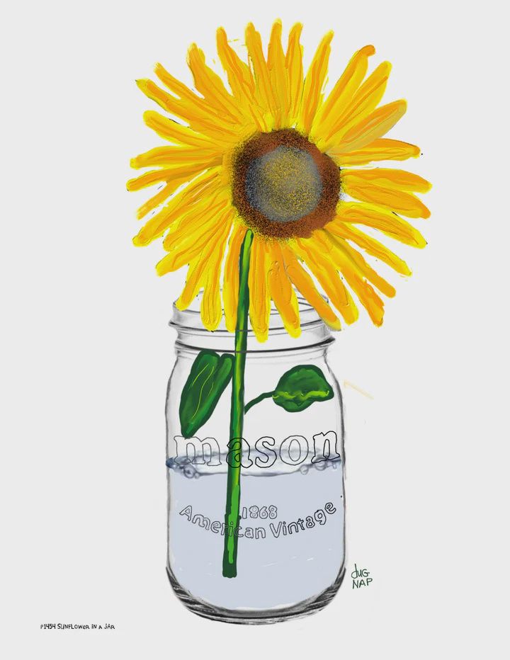 Dug Nap Print &quot;Sunflower In A Jar&quot;