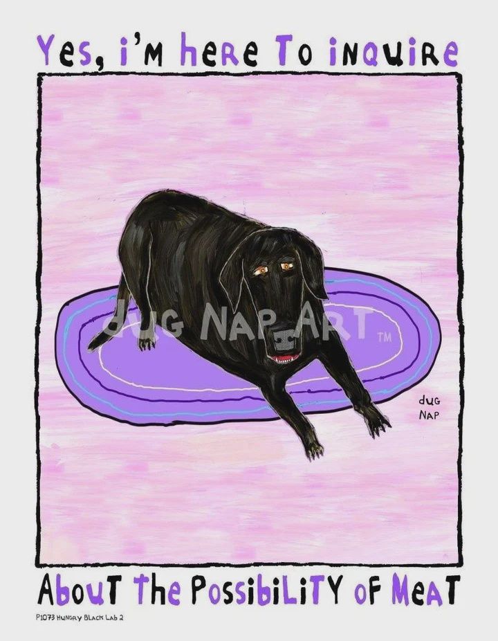 Dug Nap Print &quot;Hungry Black Lab 2&quot;