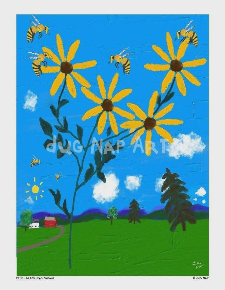 Dug Nap Print &quot;Black Eyed Susans&quot;