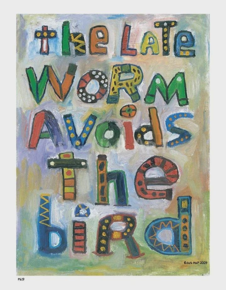 Dug Nap Print &quot;Late Worm Avoids The Bird&quot;