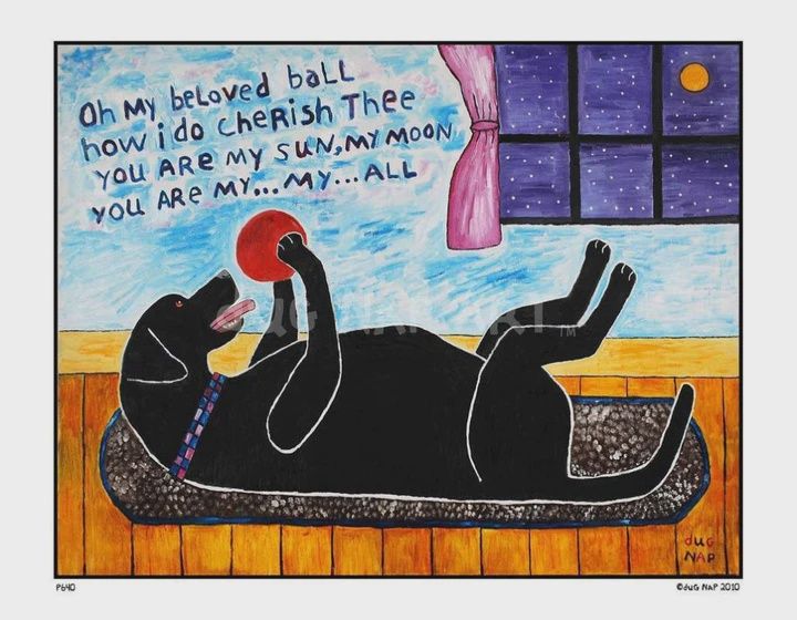Dug Nap Print &quot;My Beloved Ball&quot; (Black)