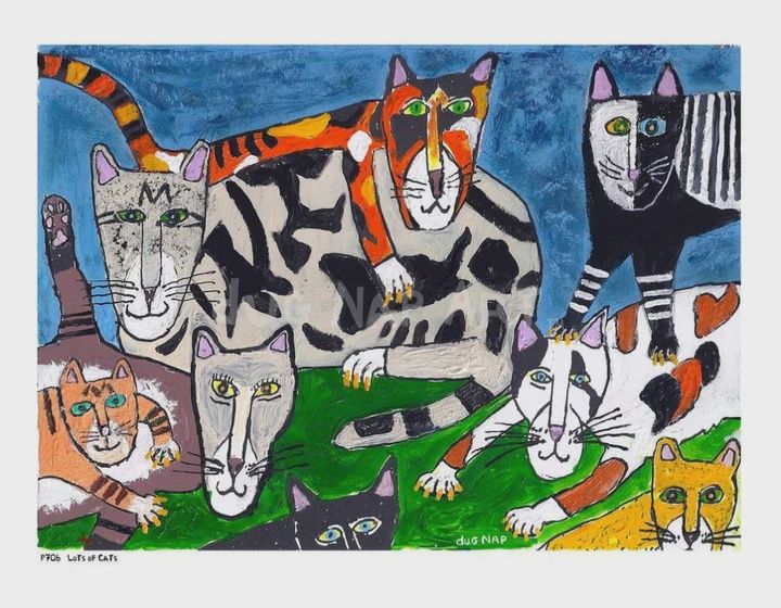 Dug Nap Print &quot;Lots of Cats&quot;