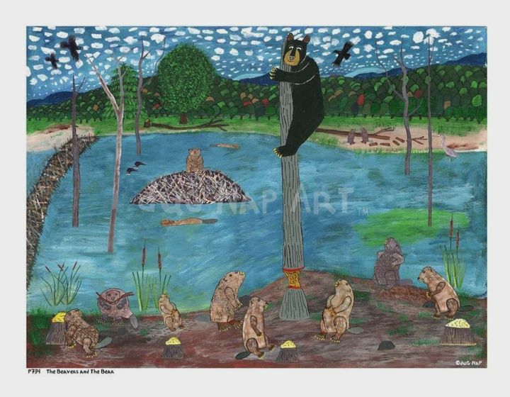 Dug Nap Print &quot;Beavers and the Bear&quot;
