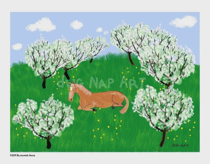 Dug Nap Print &quot;Blossoming Horse&quot;