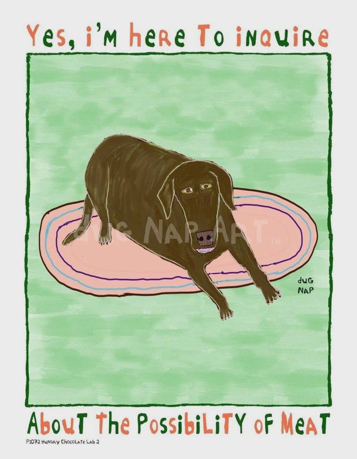 Dug Nap Print &quot;Hungry Chocolate Lab 2&quot;