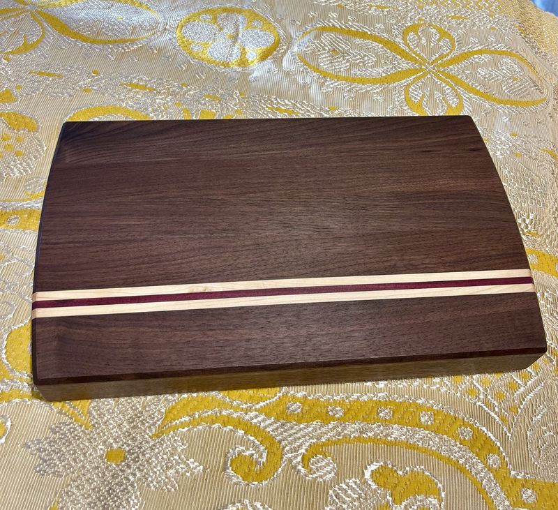 Straight Edge Cutting Board Walnut, Maple and Purple Heart Wood