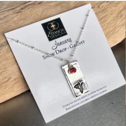 Estancia Necklace Birthstone Flower Sterling, Month: January