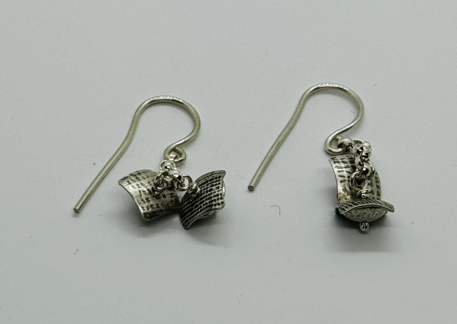 Bent Metal Earrings Dome Bells