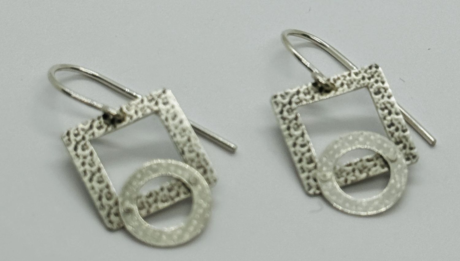 Bent Metal Earrings Square and Circle