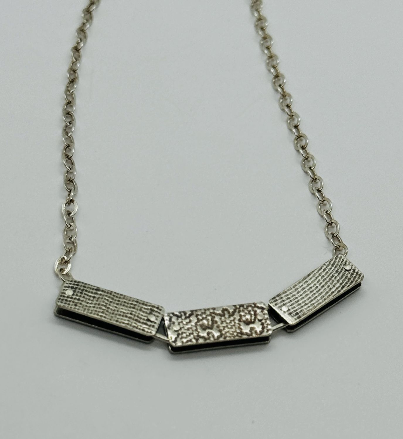 Bent Metal Necklace Long Rectangles