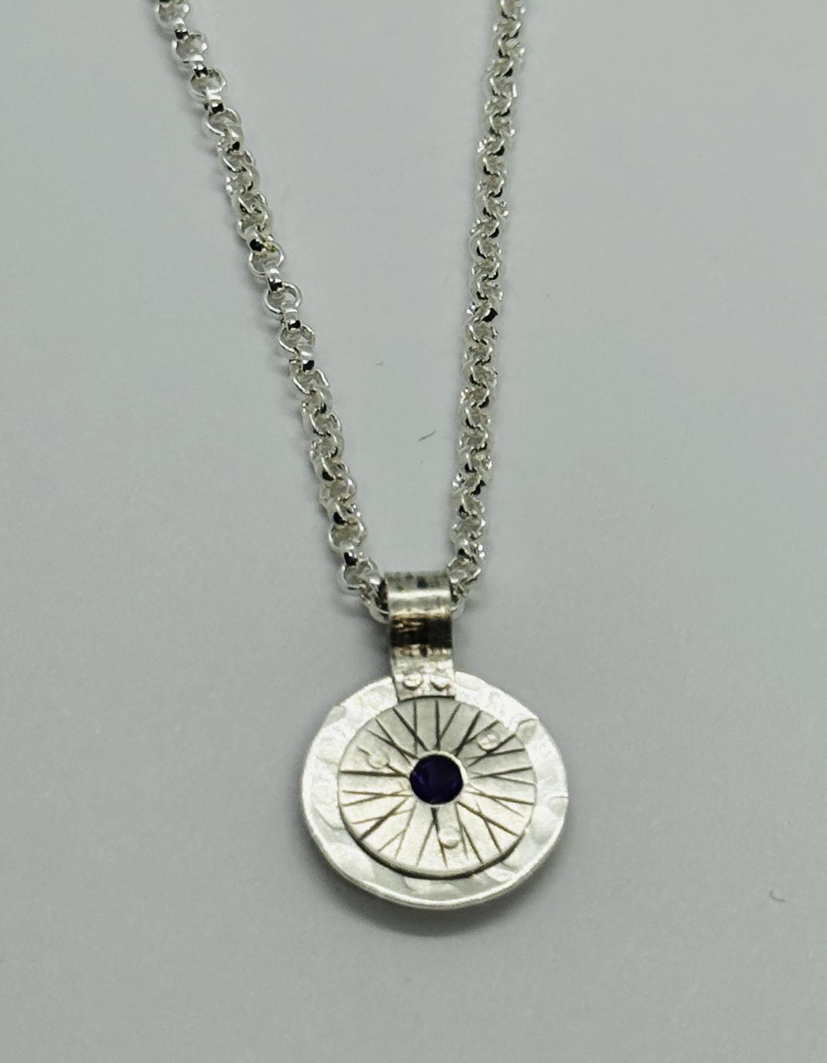 Bent Metal Necklace Amethyst In Circles