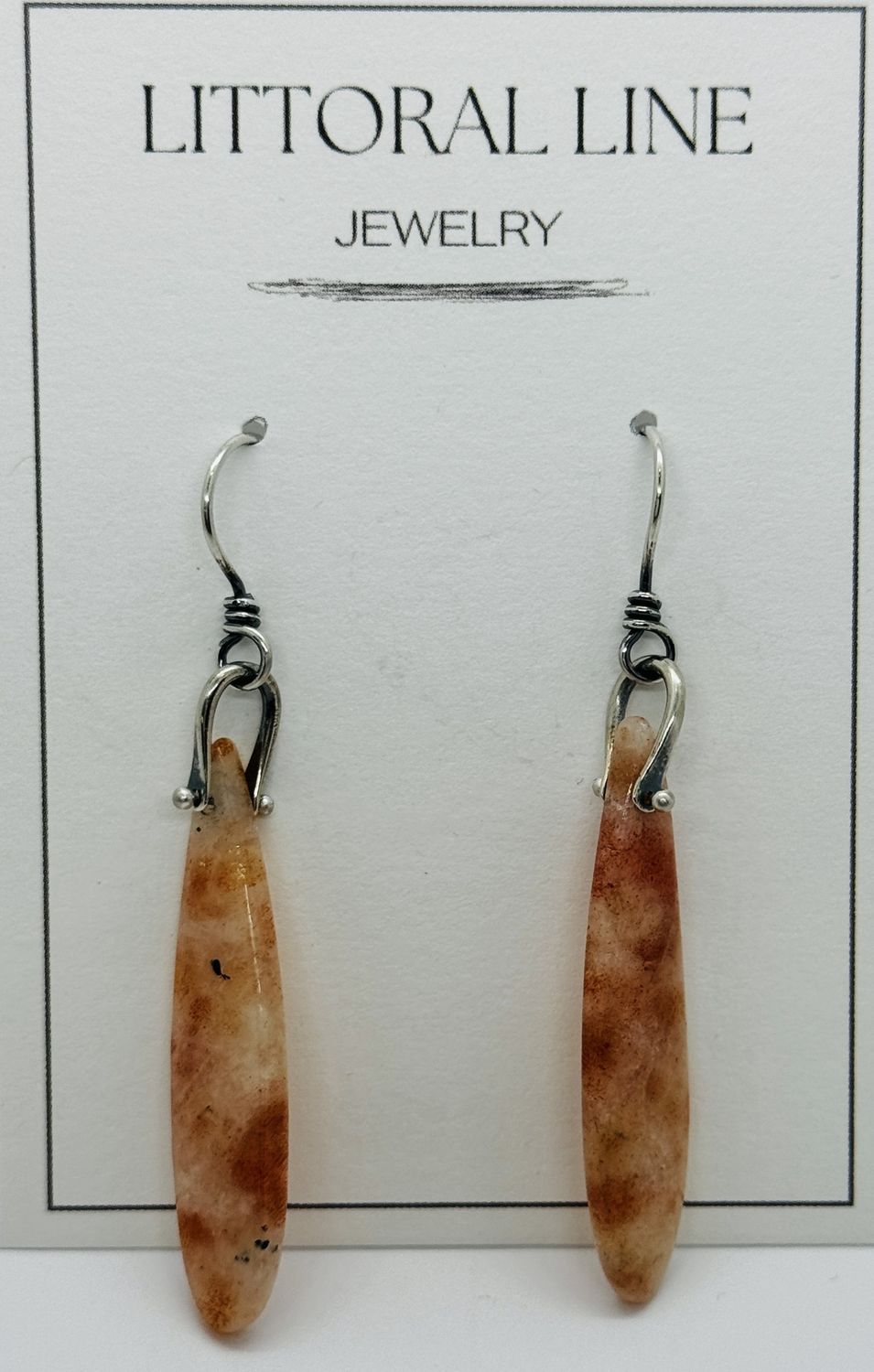 Littoral Earrings Sunstone Drops with Pinned Nail