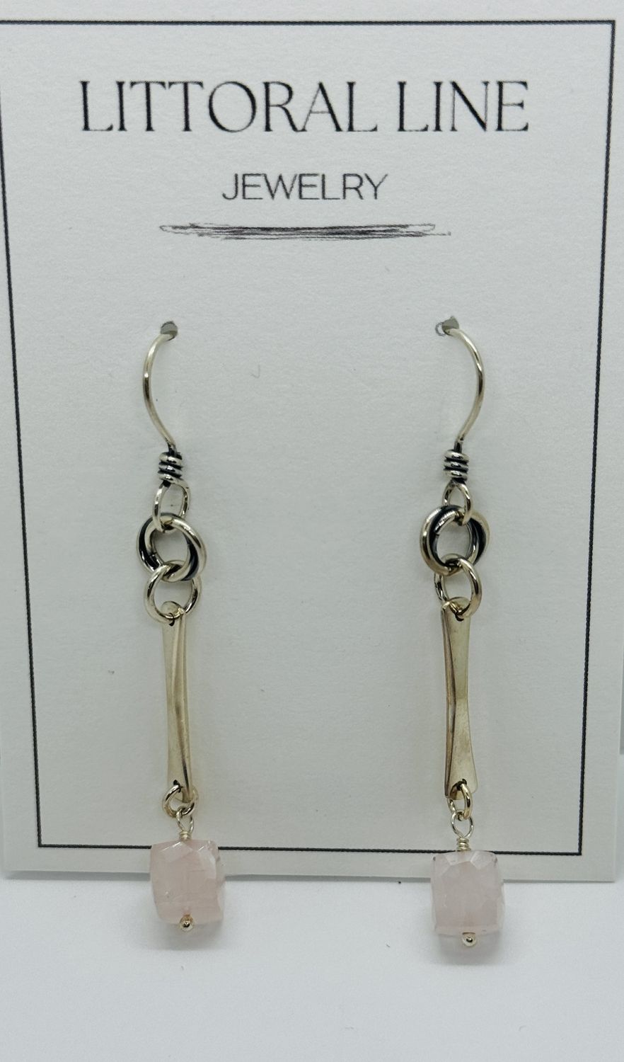 Littoral Earrings Rose Quartz Cube