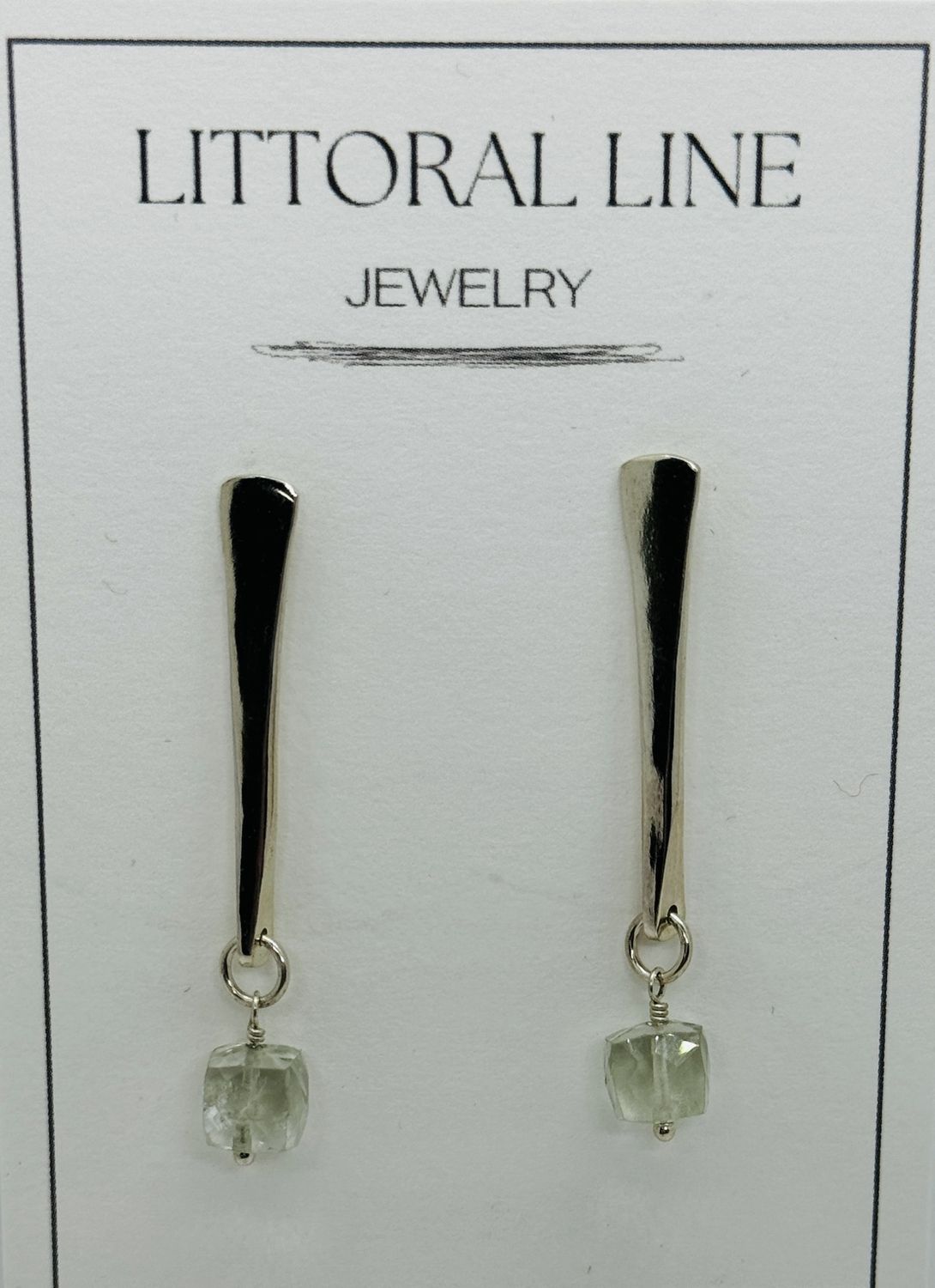 Littoral Earrings Green Amethyst Cube