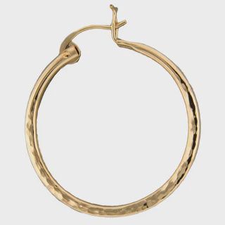 Steel Earrings Gold Filled Hammered Hoops on Latch