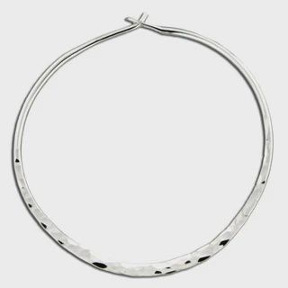 Steel Earrings Hammered Hoop