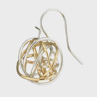Steel Earrings Twisted Metal Ball Mixed Metal