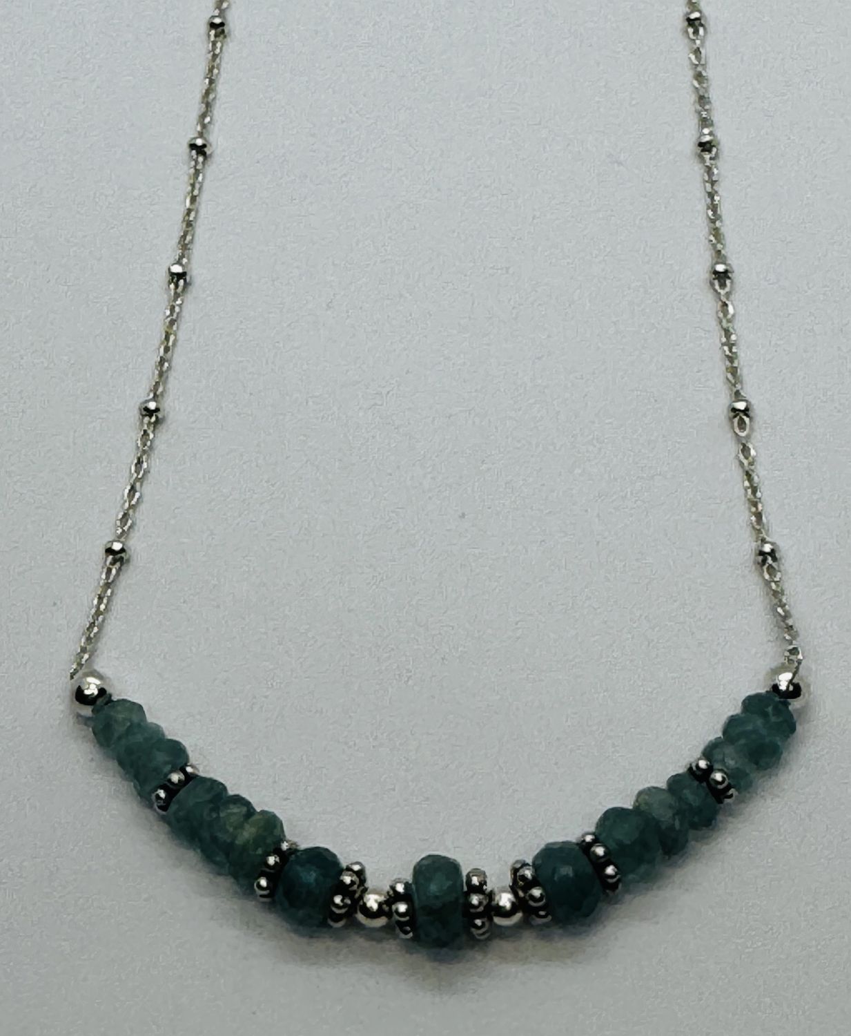 Estancia Necklace Grandidierite and Silver Beads