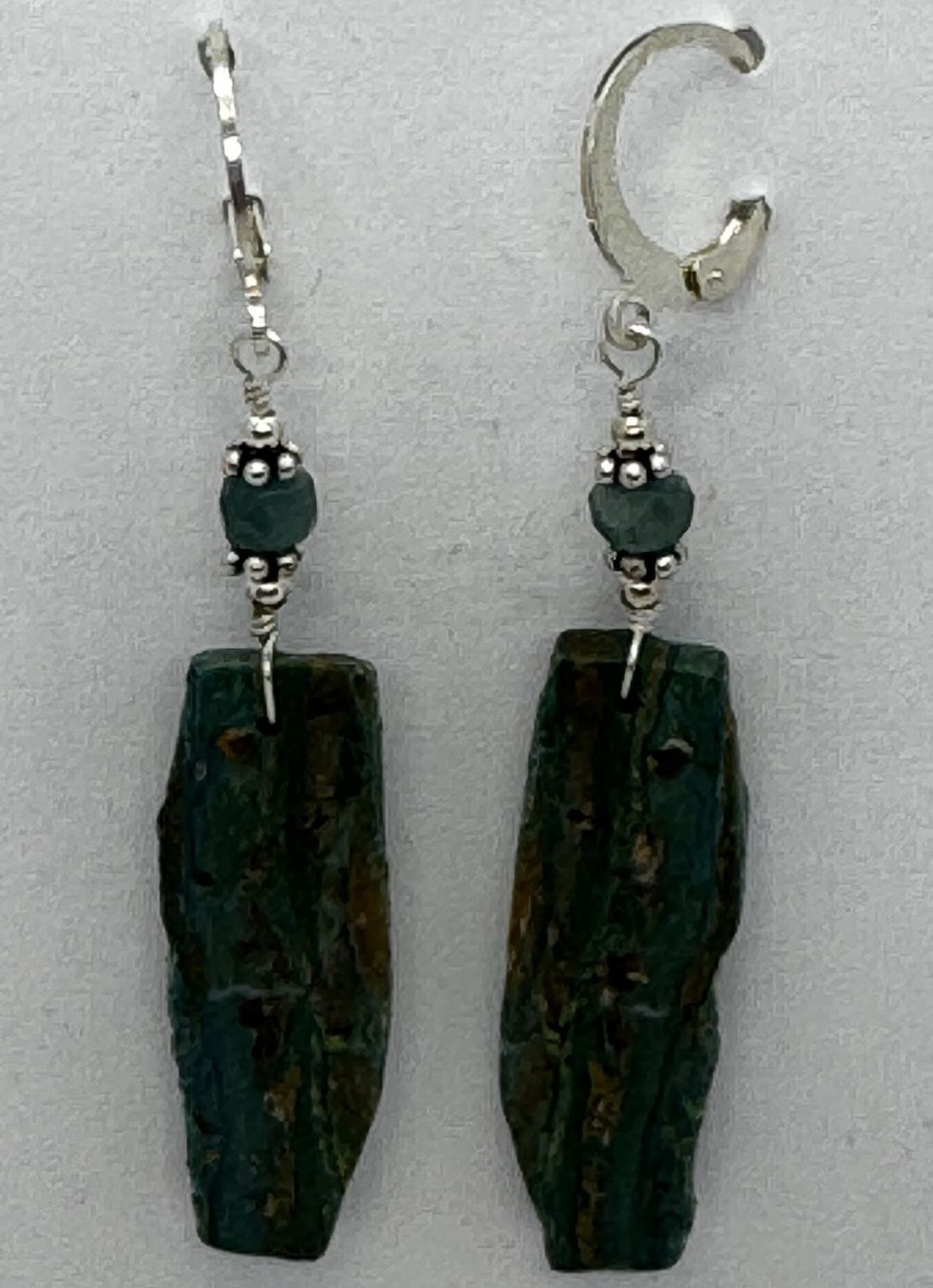 Estancia Earrings Blue Opalized Petrified Wood and Czech Glass