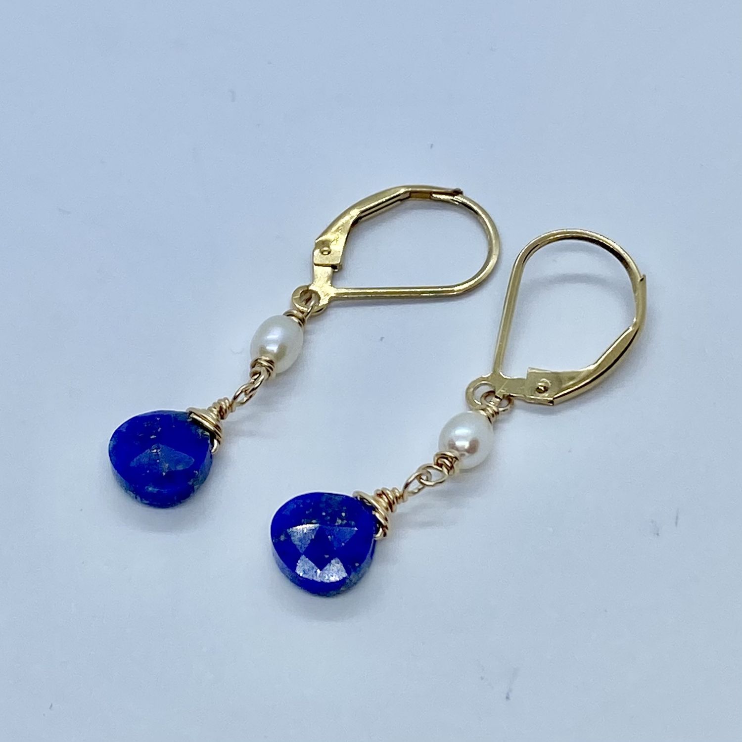 Robb Earrings Lapis Teardrop and Pearl