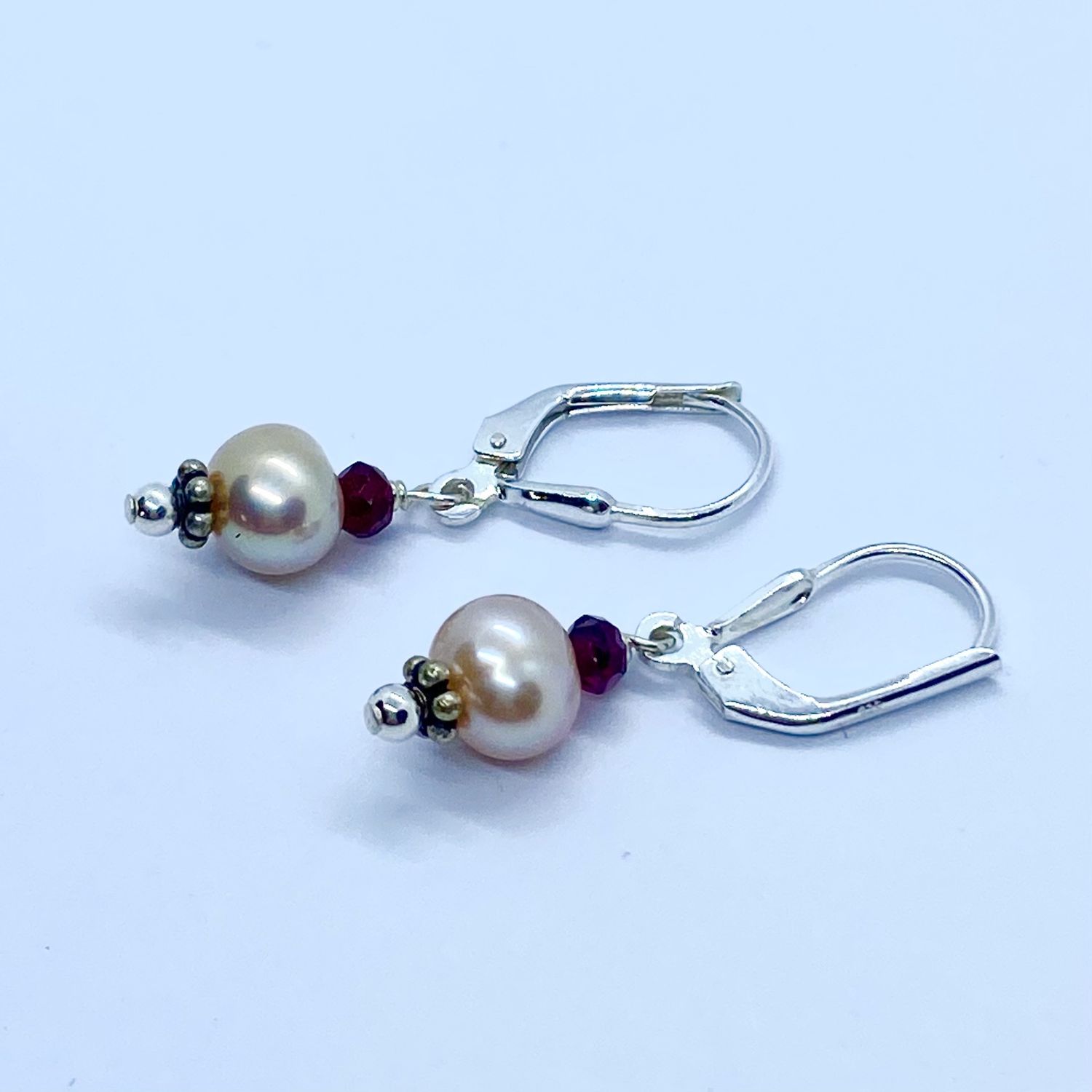 Robb Earring Pink Pearl Drop with Garnet