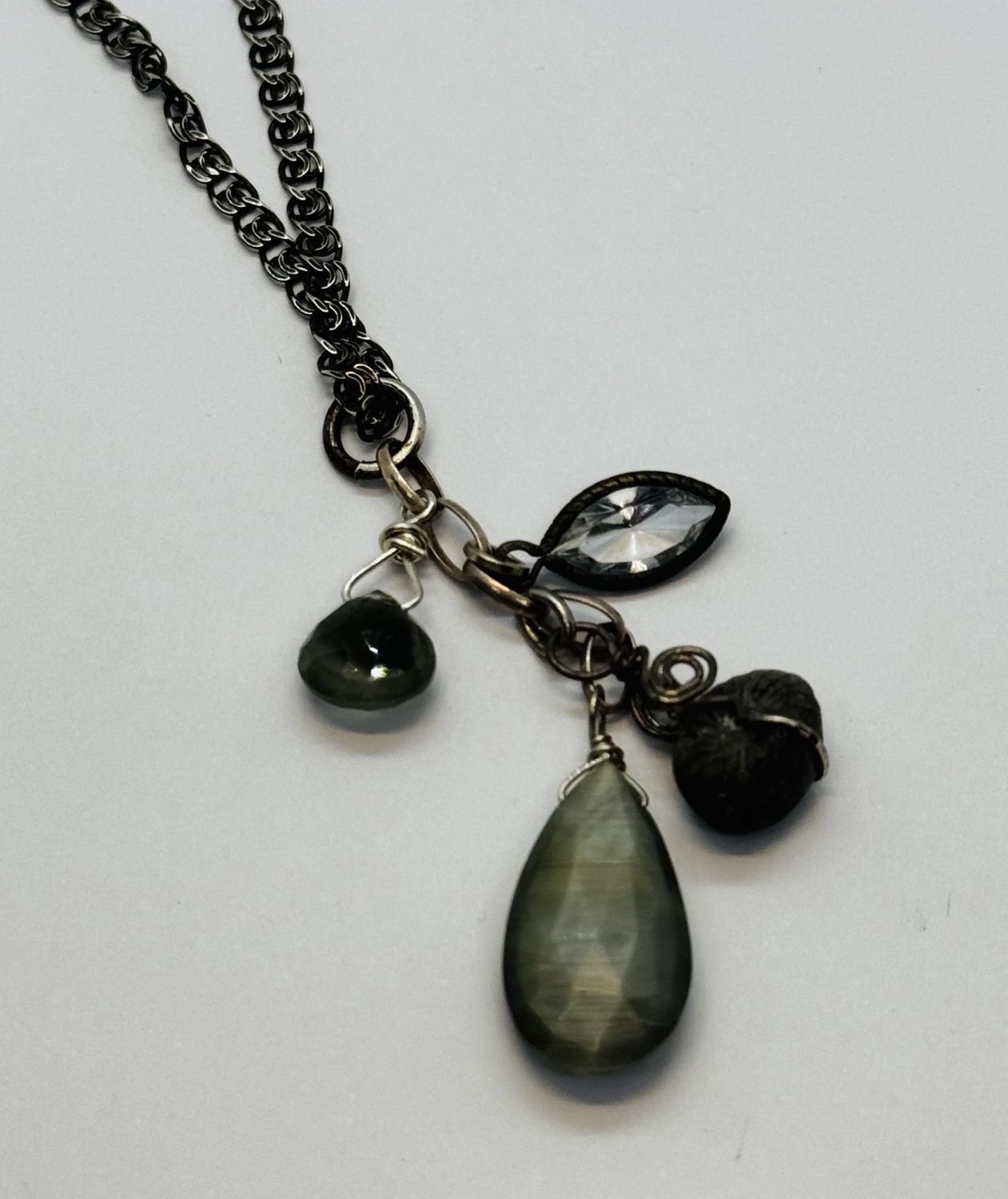 Robb Necklace Grey Moonstone and Tourmalated Quartz