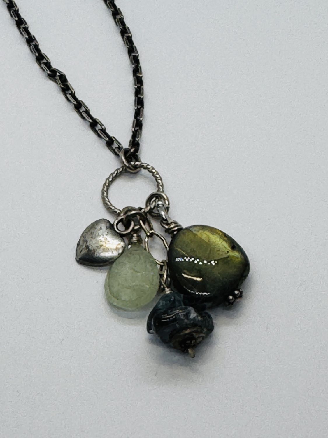 Robb Necklace Labradorite and Prehnite Cluster