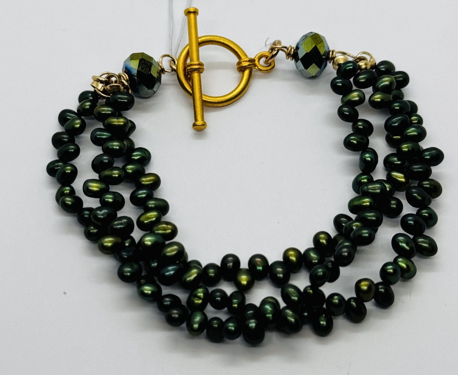 Robb Bracelet Triple Strand Teal Pearl