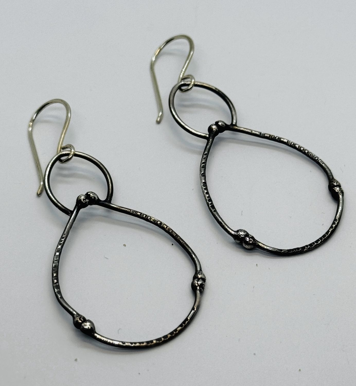 O&#39;Brien Earrings Silver Wire Teardrop Hoops with Fused Silver Ball Joints