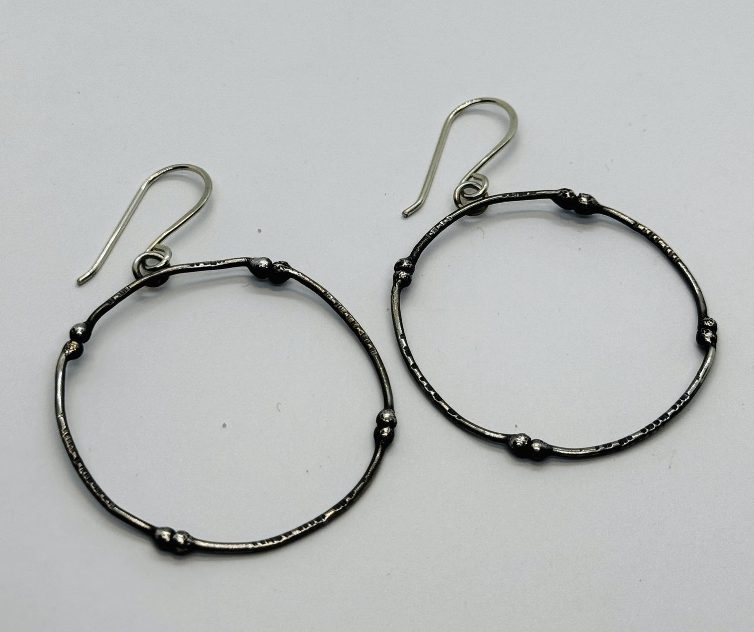 O&#39;Brien Earrings Silver Wire Hoops with Fused Silver Ball Joints