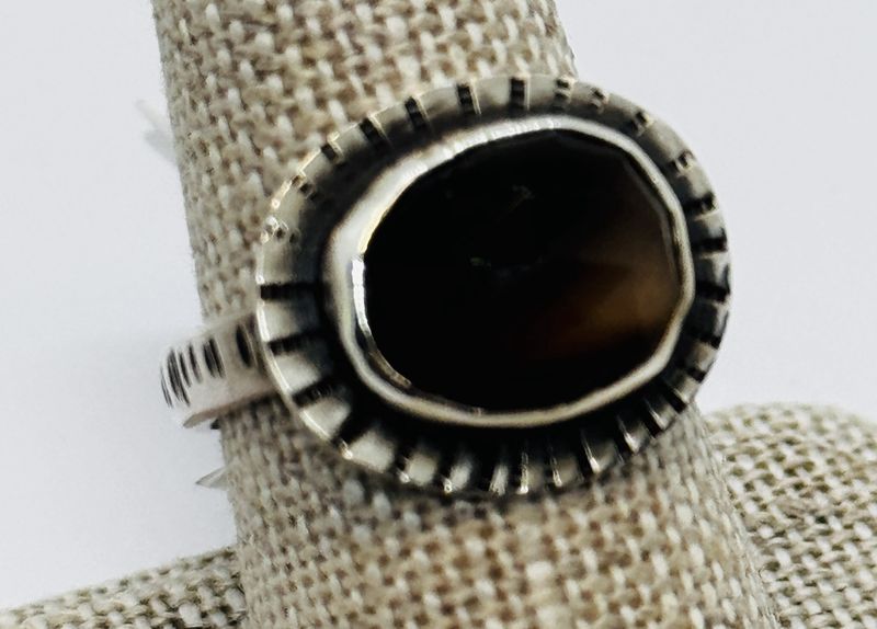 O'Brien Ring Faceted Irregular Oval Brown Montana Agate
