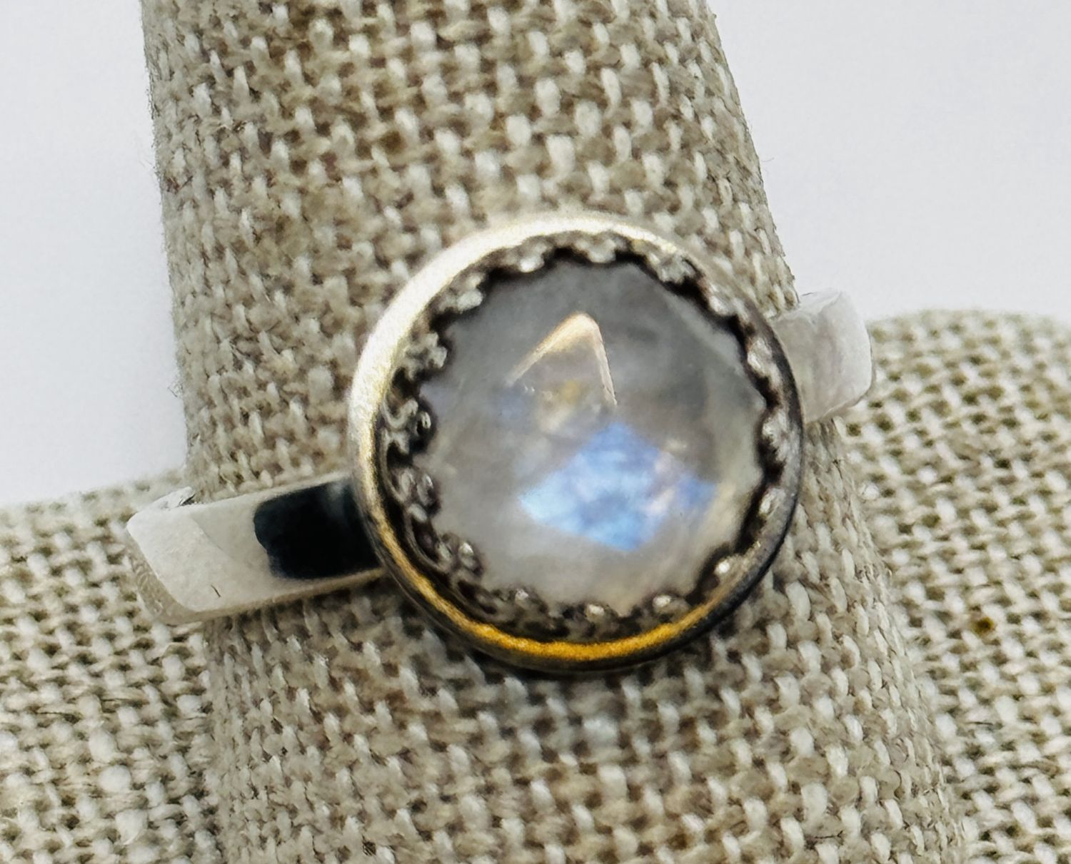 O&#39;Brien Ring Faceted Moonstone Bezel Set 9