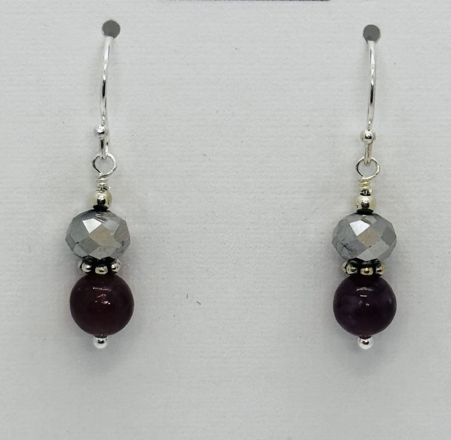 Estancia Earrings Lepidoite and black crystals
