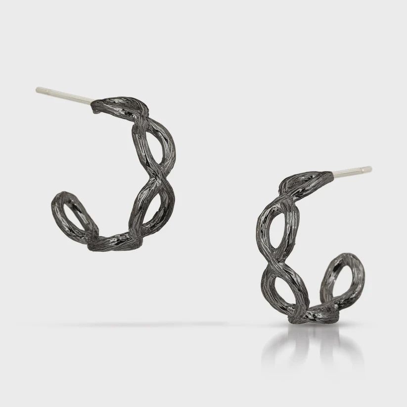 Keleher Earring Infinity Hoop Medium Oxidized Silver