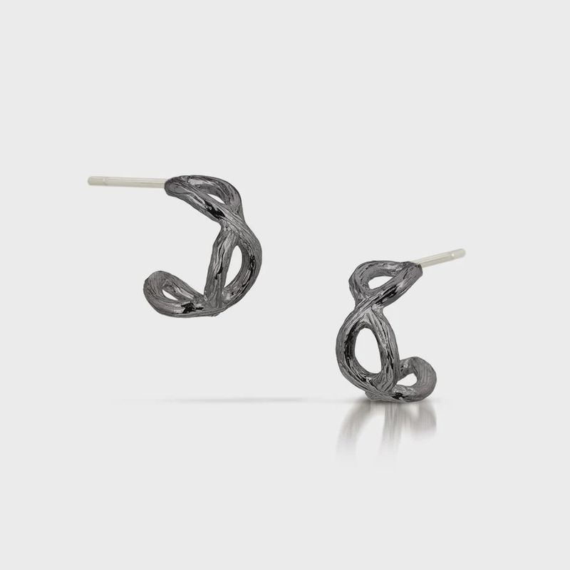 Keleher Earrings Oxidized Small Infinity Hoops