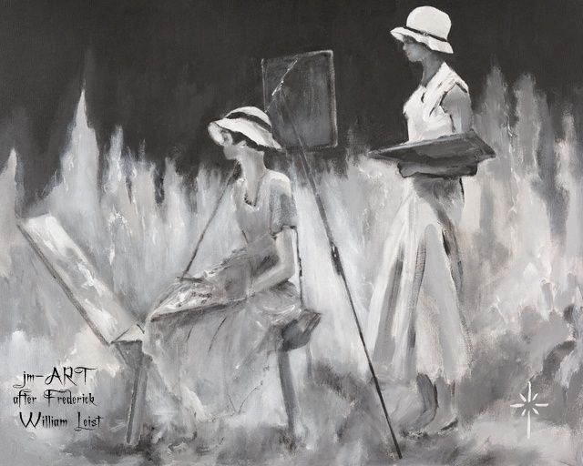 Traugott Acrylic on Canvas &quot;Artists at Work&quot;