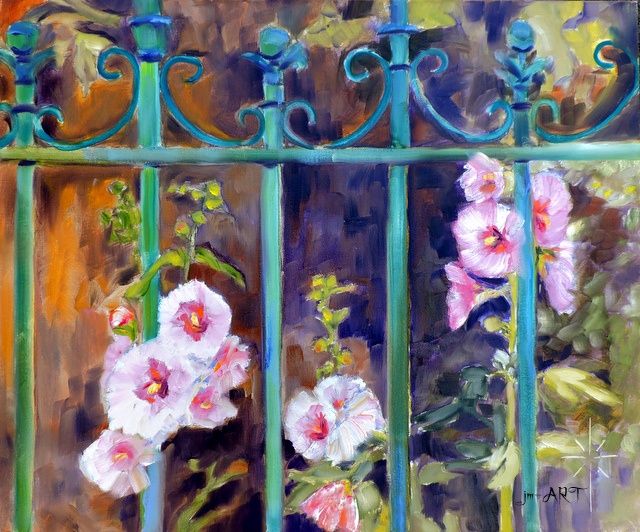 Traugott Print on Canvas &quot;Hollyhocks&quot;