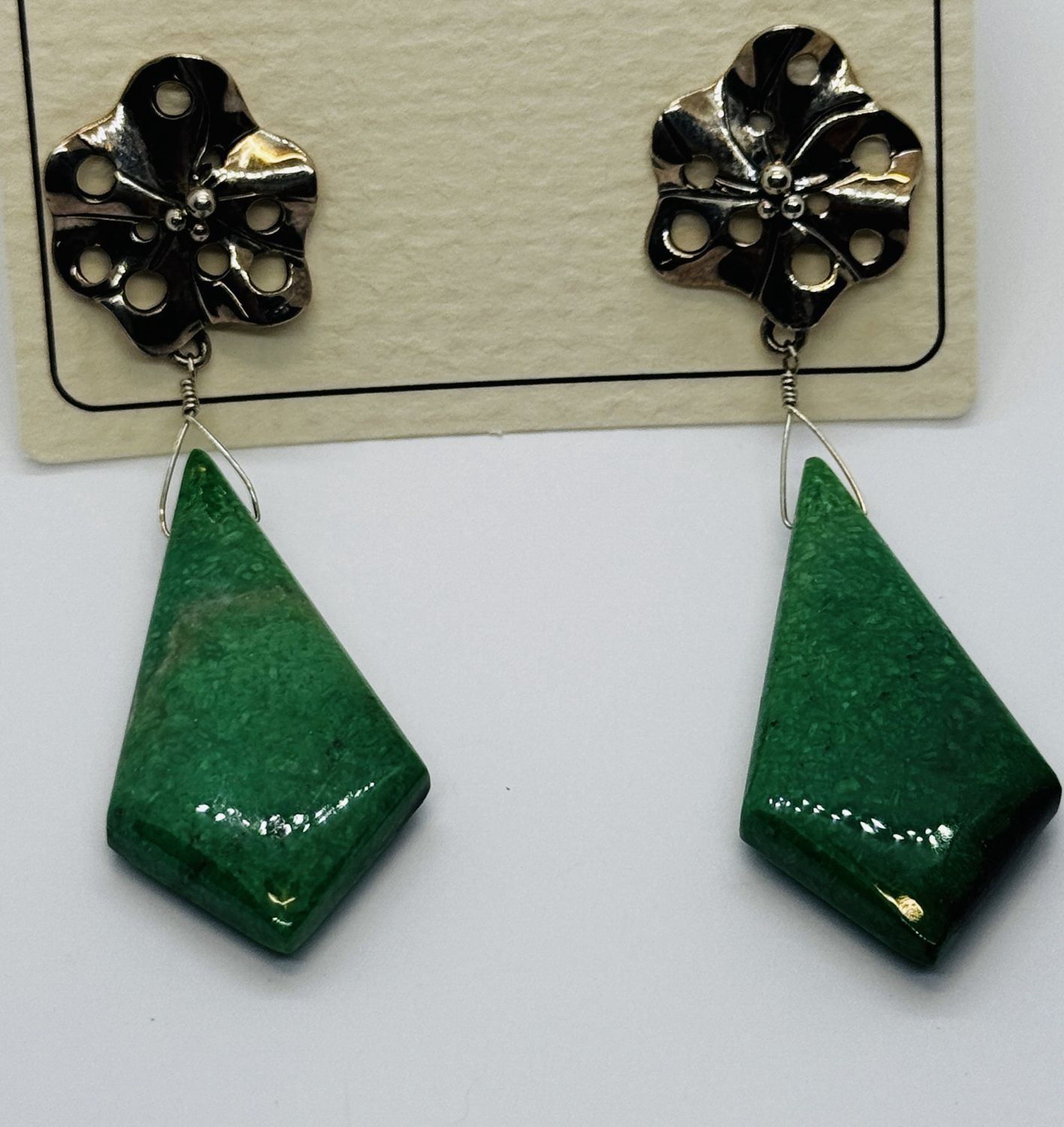 Otter Earring Post Grossular Garnet Dangles w/ SS Flower