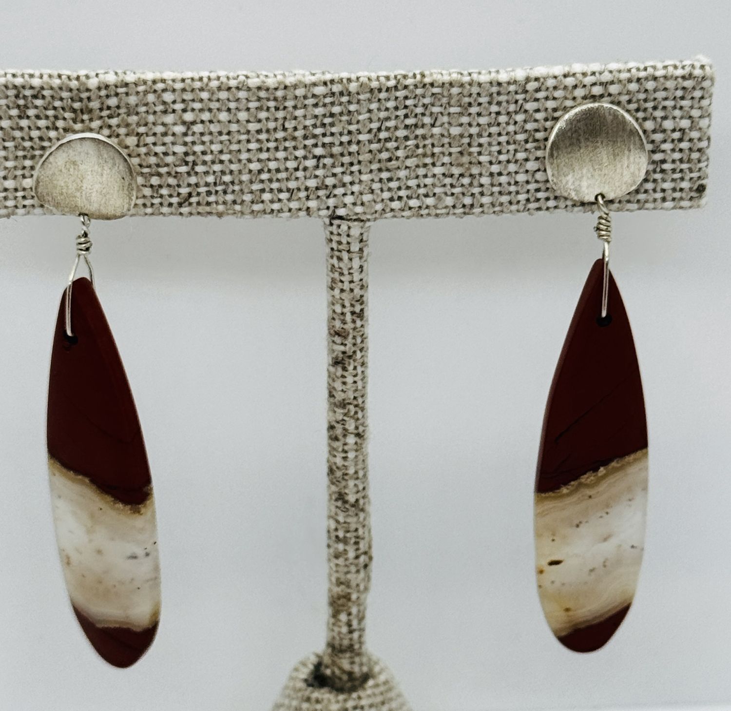 Otter Earring Posts Red Creek Jasper Drops on Concave Circle