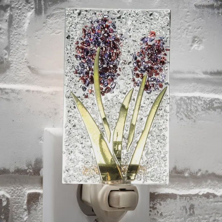 J Devlin Stained Glass Purple Flower Nightlight