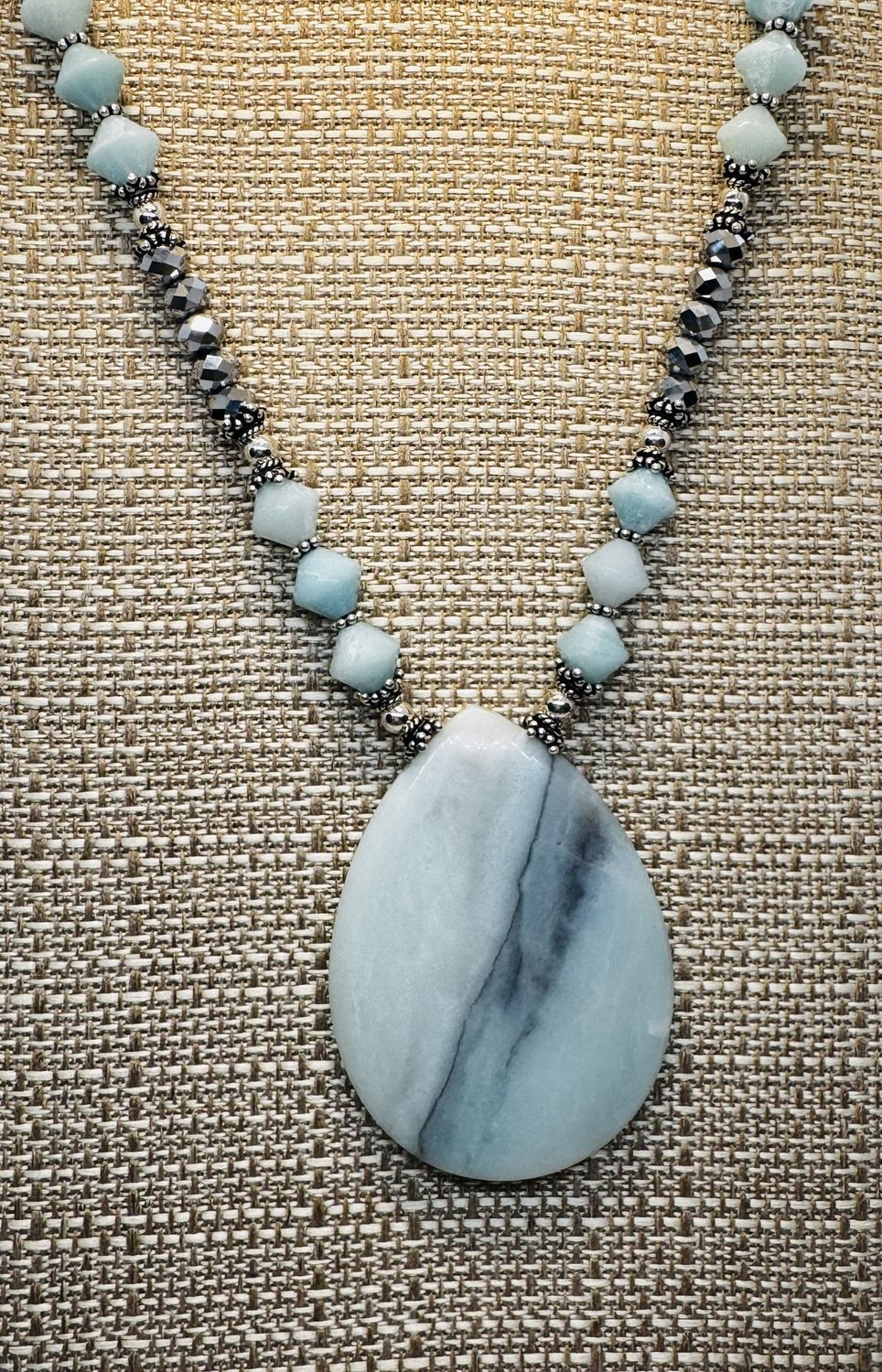 Estancia Necklace Amazonite and Black Crystals