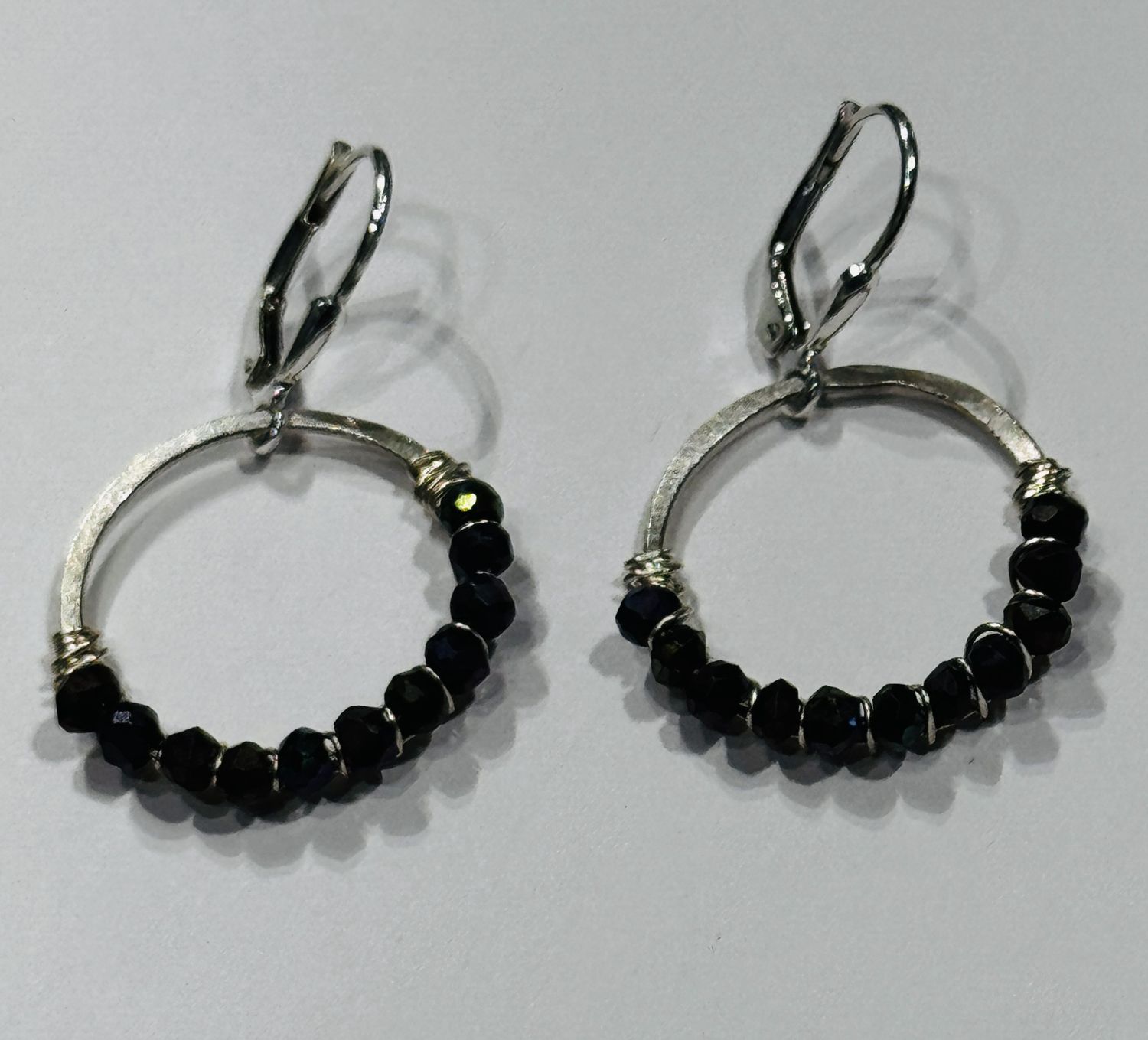Robb Earring Silver Ring with Wire Wrapped Mystic Pyrite
